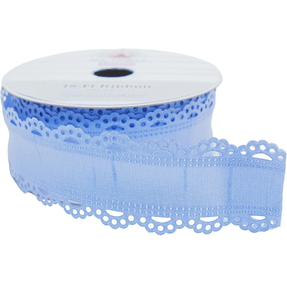 My Texas House Blue Scalloped Ribbon 18ft Eyelet Americana Decor‎